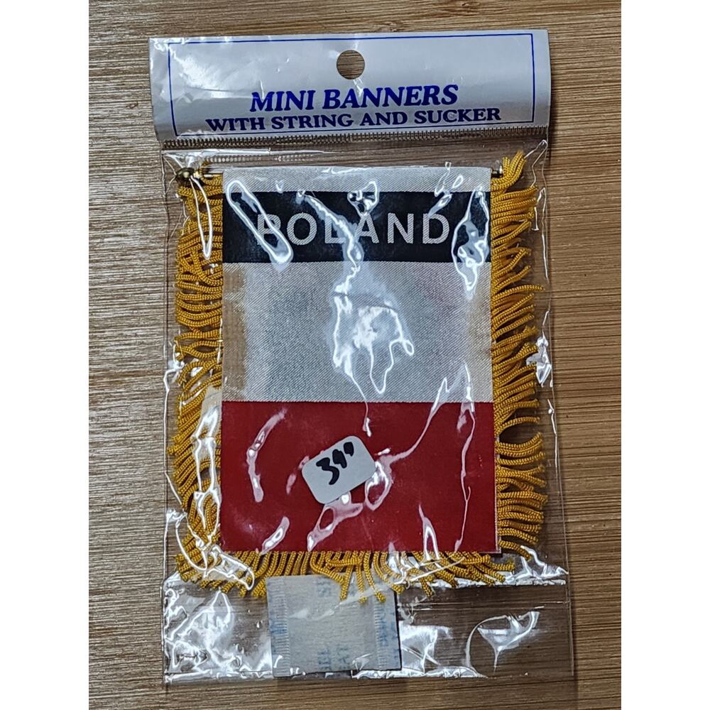 Poland Plain MINI BANNER FLAG GREAT FOR CAR & HOME WINDOW MIRROR HANGING 2 SIDED